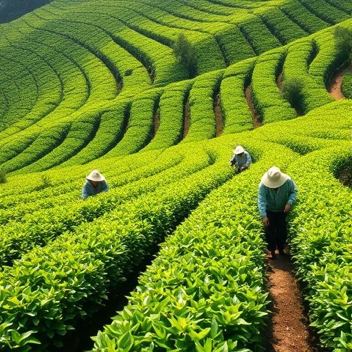 广州茶园春季采茶场景