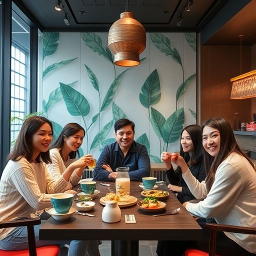 朋友在广州高端品茶工作室享受茶点