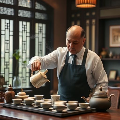 茶艺师在广州高端品茶工作室泡茶
