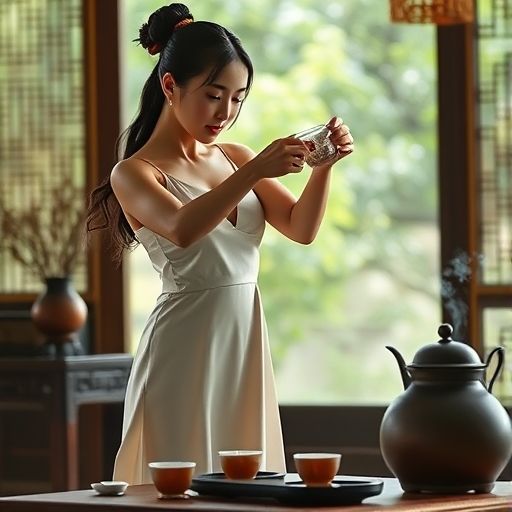 茶艺师优雅泡茶瞬间