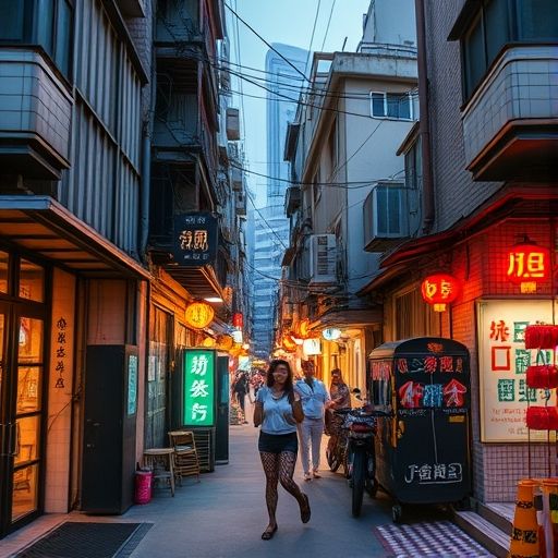 广州街头私人工作室夜景