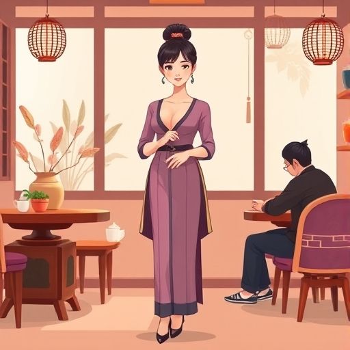 顾客与茶艺师聊天