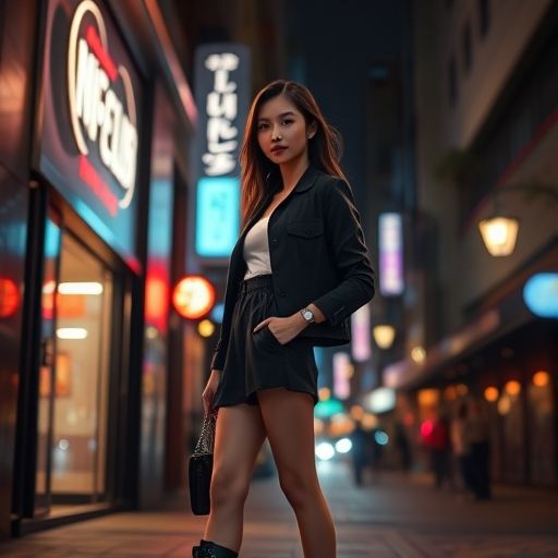 城市夜景下的娱乐场所入口