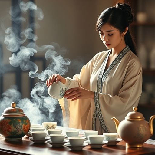 茶艺师在广州天河喝茶工作室泡茶
