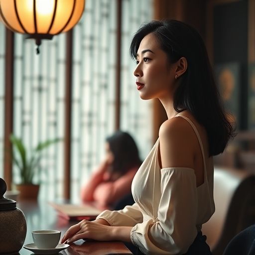 茶室内的商务洽谈氛围