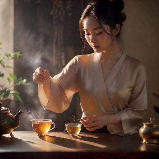 茶艺师优雅的泡茶动作