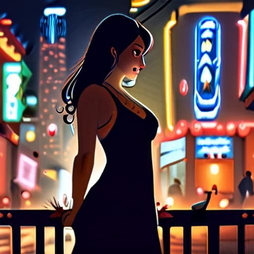 广州夜色下的繁华街景