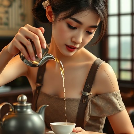 茶艺师在广州品茶工作室的专注瞬间
