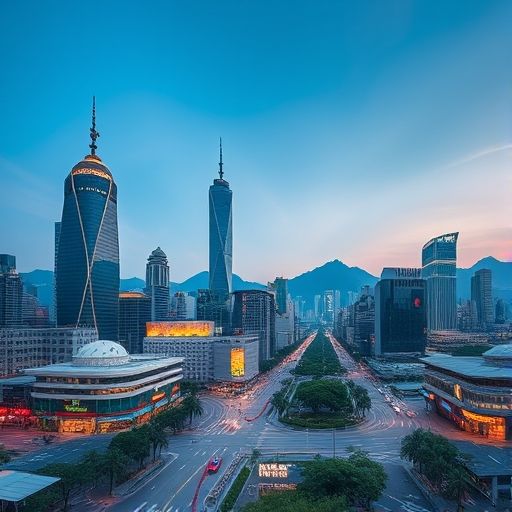 深圳中圈繁忙的城市景观