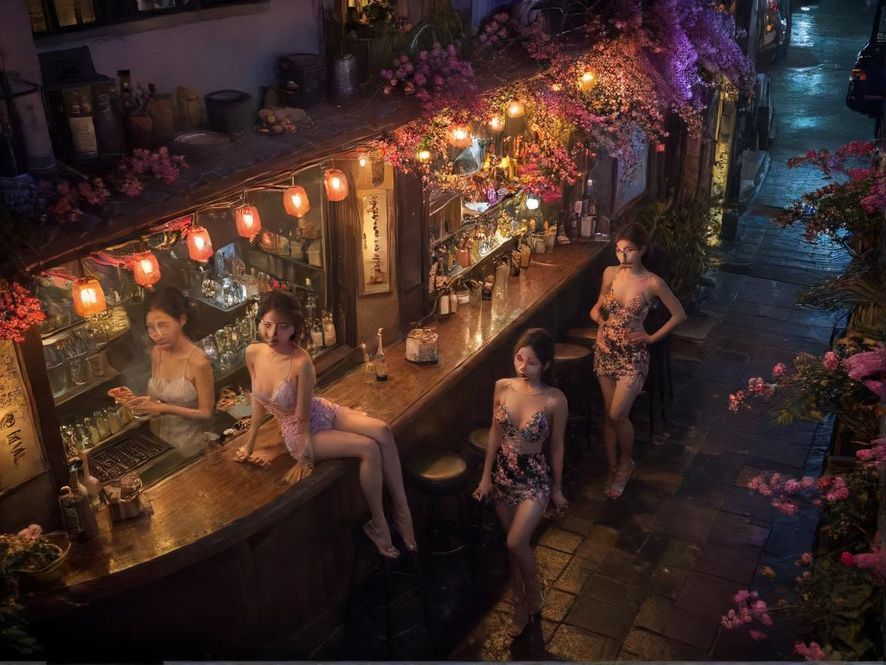 百花丛楼凤夜景唯美光影