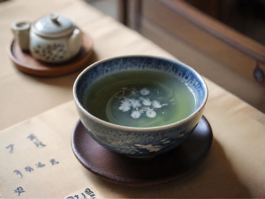 一个茶杯置于木质桌面上，背景是柔和的灯光，营造出温馨舒适的私人空间
