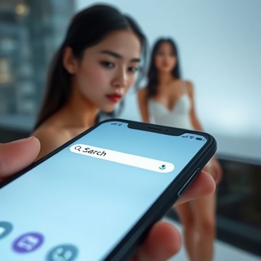 在手机上搜索休闲娱乐信息的示意图