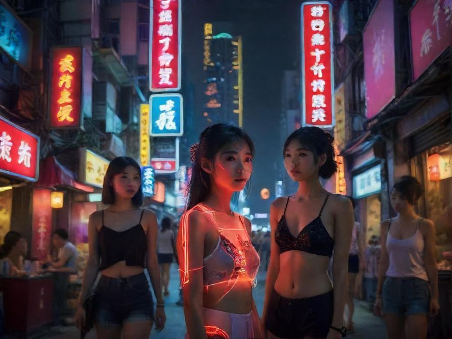广州夜景娱乐场所街头氛围