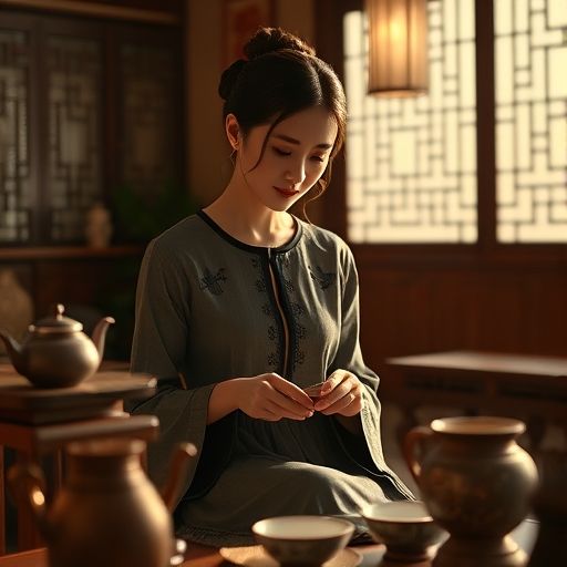 茶艺师优雅泡茶，充满仪式感