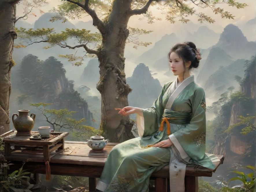 茶艺师优雅泡茶的瞬间
