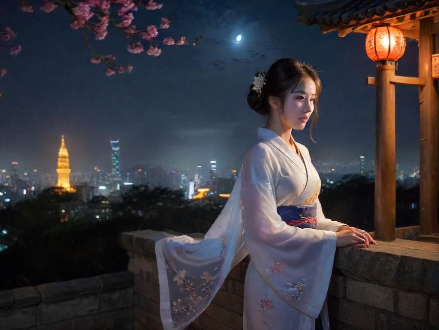 广州夜景下的休闲场所