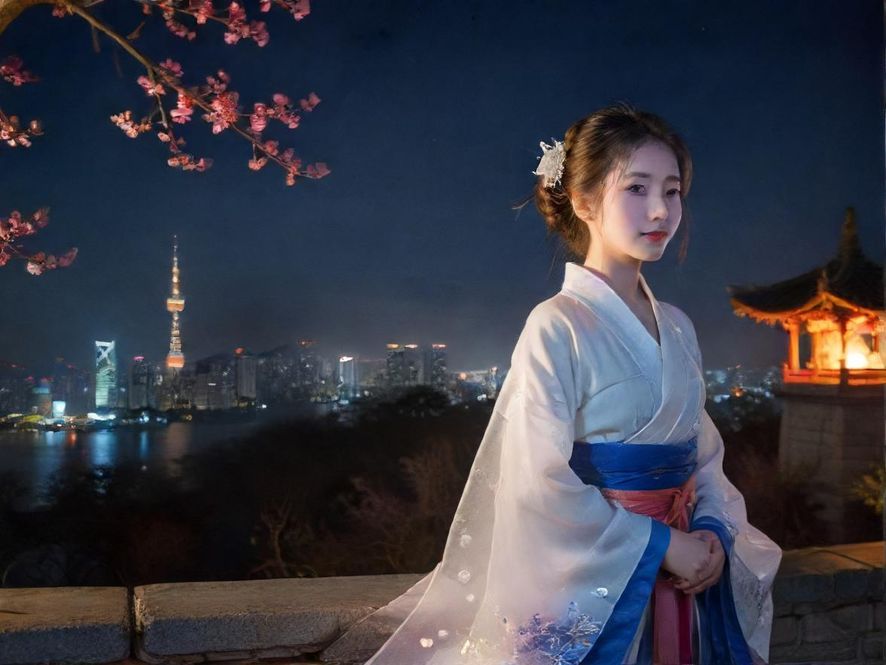 广州城市夜景，霓虹灯光璀璨，动态模糊效果增添了夜场休闲娱乐的活力与神秘感。