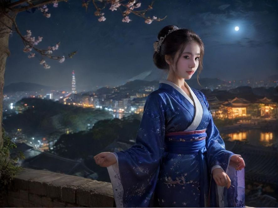 繁华都市的夜景，灯光璀璨