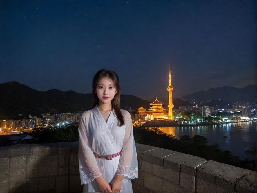 广州夜色下的现代公寓楼，暗示隐藏的休闲场所