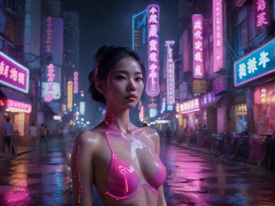 深圳夜场灯火辉煌的街景
