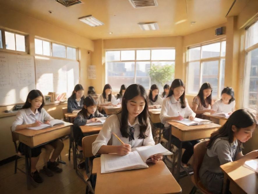 学员们在社区课堂里专心致志地学习，阳光洒满了整个温馨的教室。