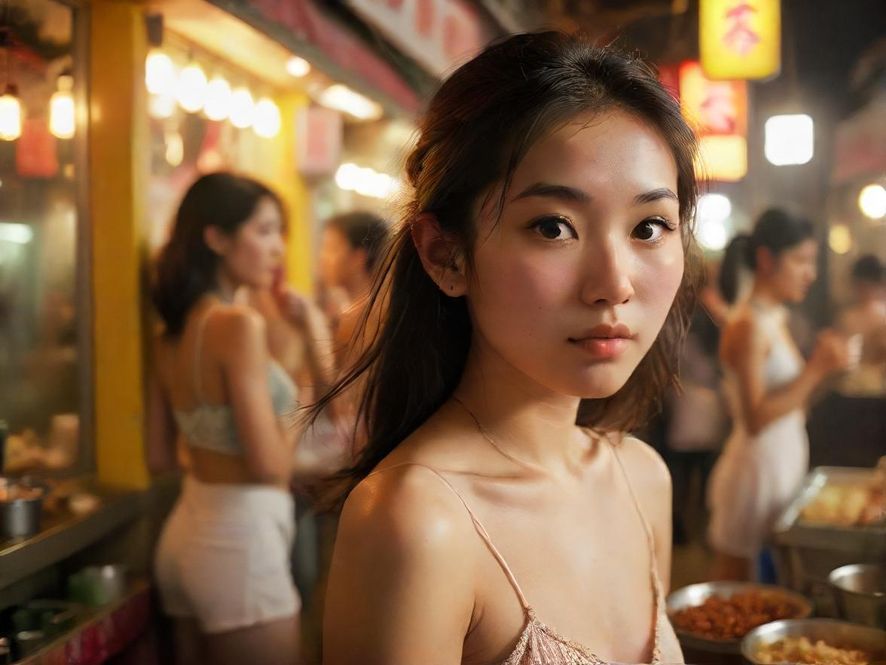 广州充满活力的特色小吃街，人们在美食中享受着生活，画面洋溢着温暖与人间烟火气。