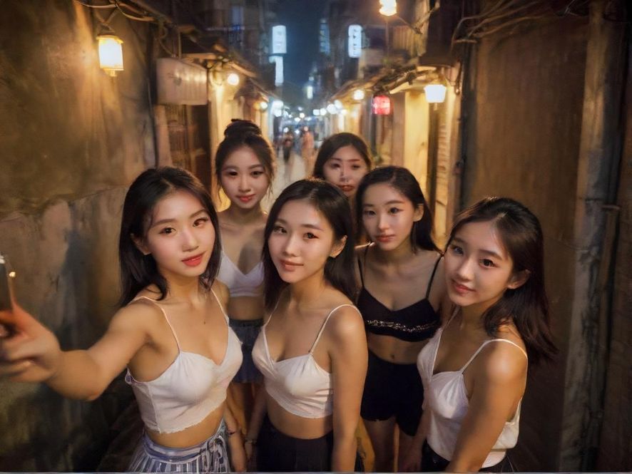 广佛深夜老城区巷子街头夜景