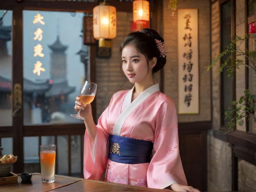 在顶级酒店套房内，一位气质优雅的女性身着高级定制礼服，微笑着看向远方，尽显奢华与尊贵。