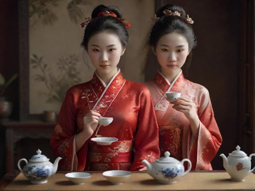 精致茶具雅致氛围
