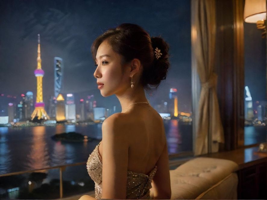 广州夜景佳丽浪漫灯光下的珠江夜景