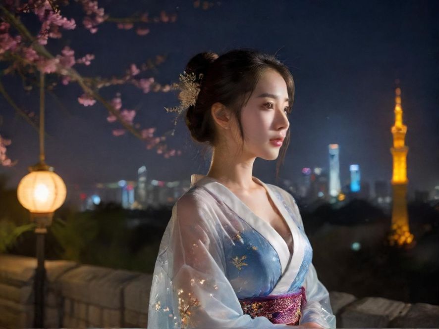 广州夜景下的休闲娱乐场所