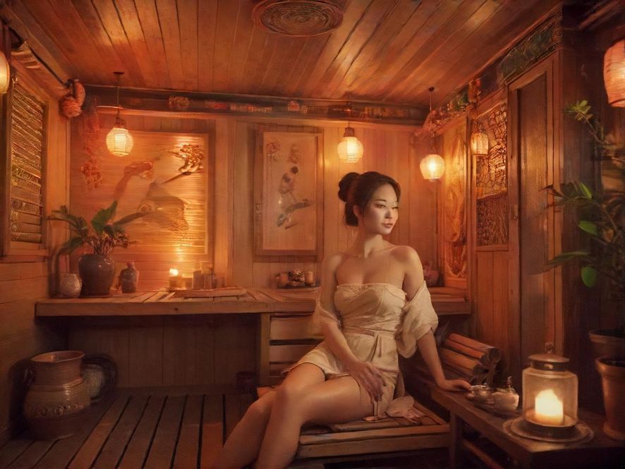 夜场桑拿会所复古茶艺区氛围