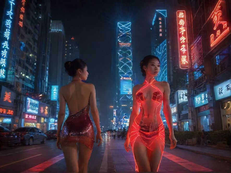 深圳宝安夜景，暗示夜生活的丰富