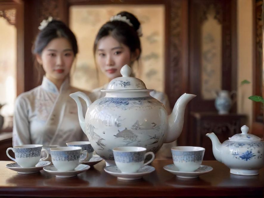 雅致茶具特写