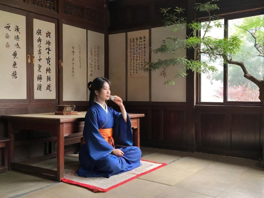 广州一间充满东方韵味的私密茶室，柔和的灯光下，茶具摆放精致，营造出温馨舒适的氛围。