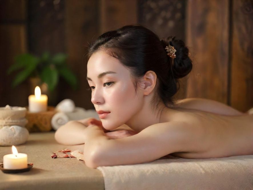 两位女性朋友在温馨舒适的SPA休息区聊天